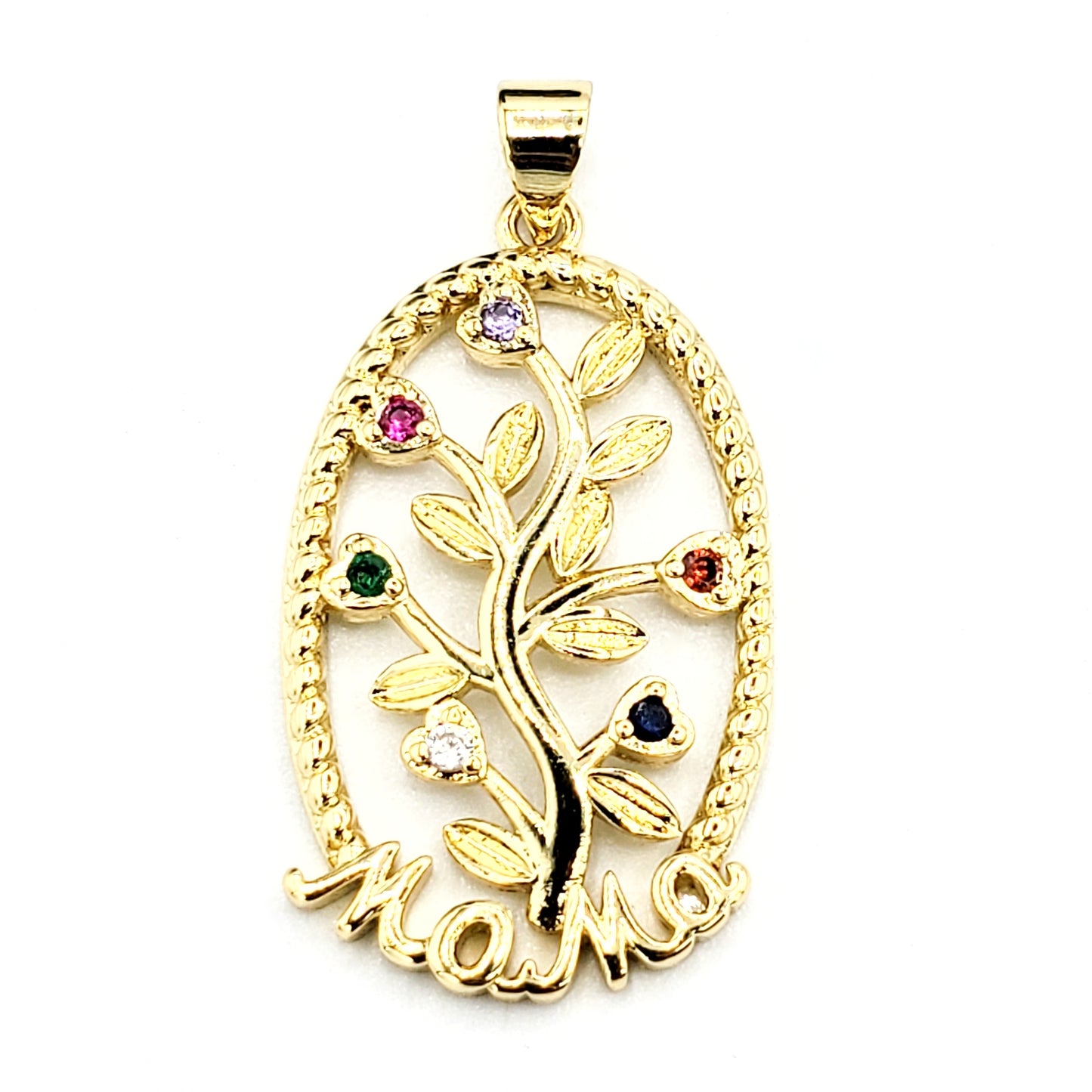 PN-0352 Dije Mamá Zirconia Multicolor 1.25" Incluye Cadena Mixta 18"-20"