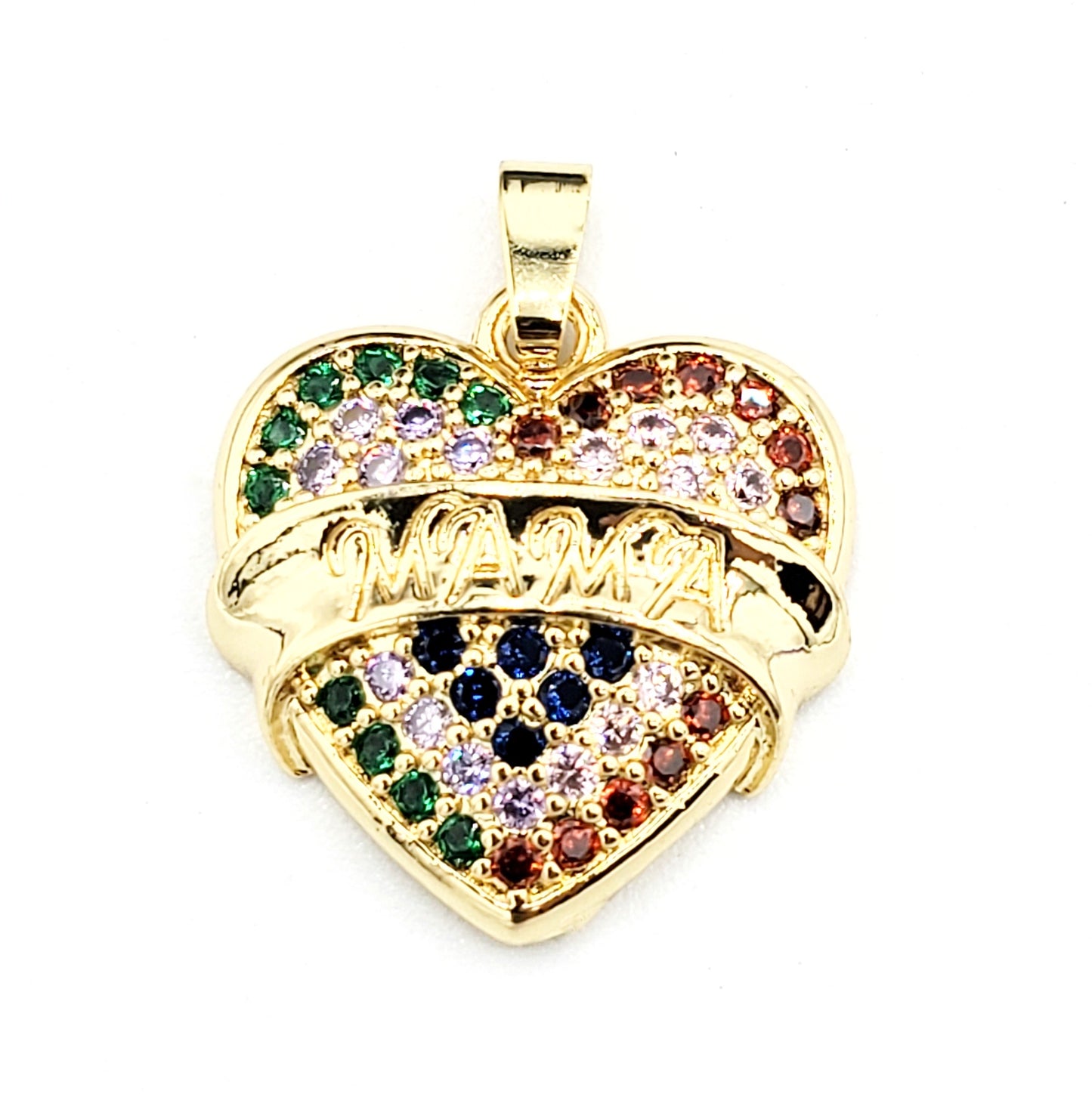 PN-0320 Pendant Corazón Mamá Zirconia Multicolor 1.50cm