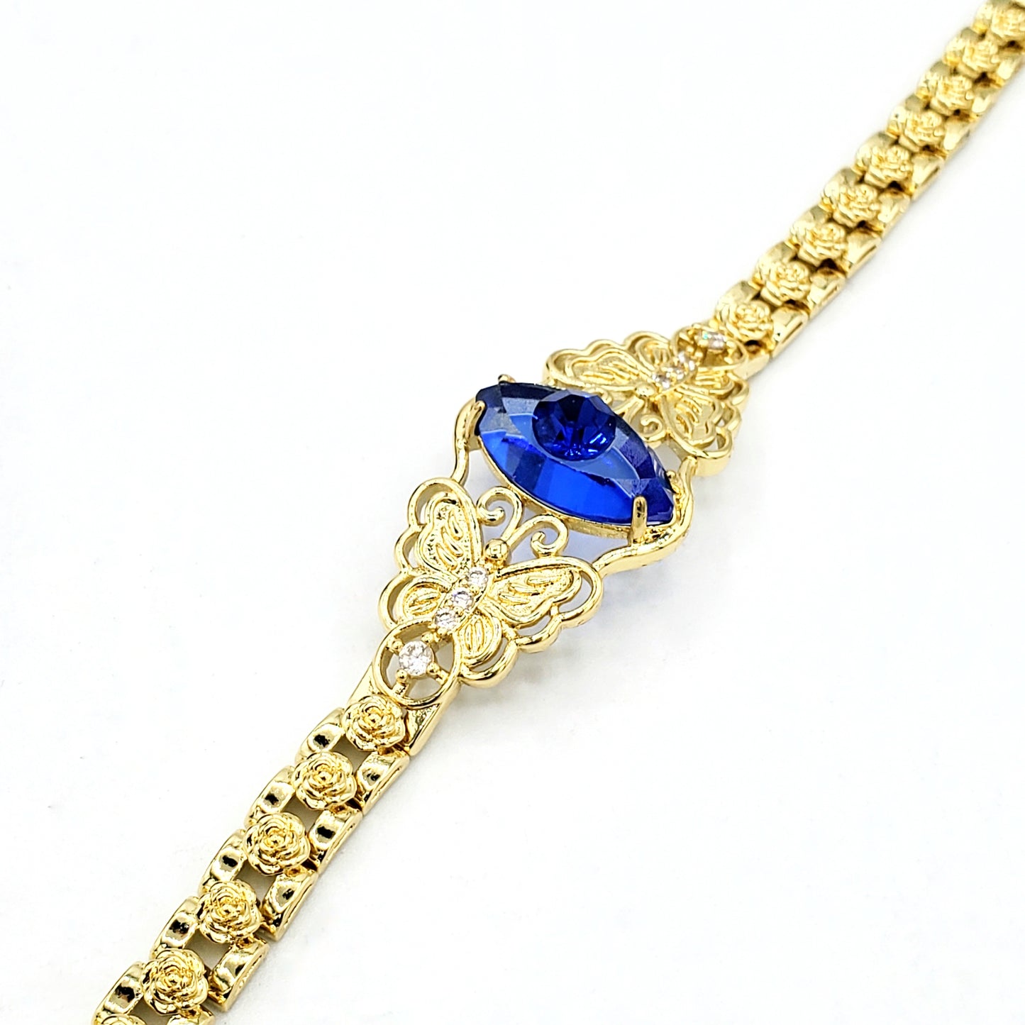 BR-280 Brazalete/Pulsera Ojo Turco Azul y Mariposa 9"
