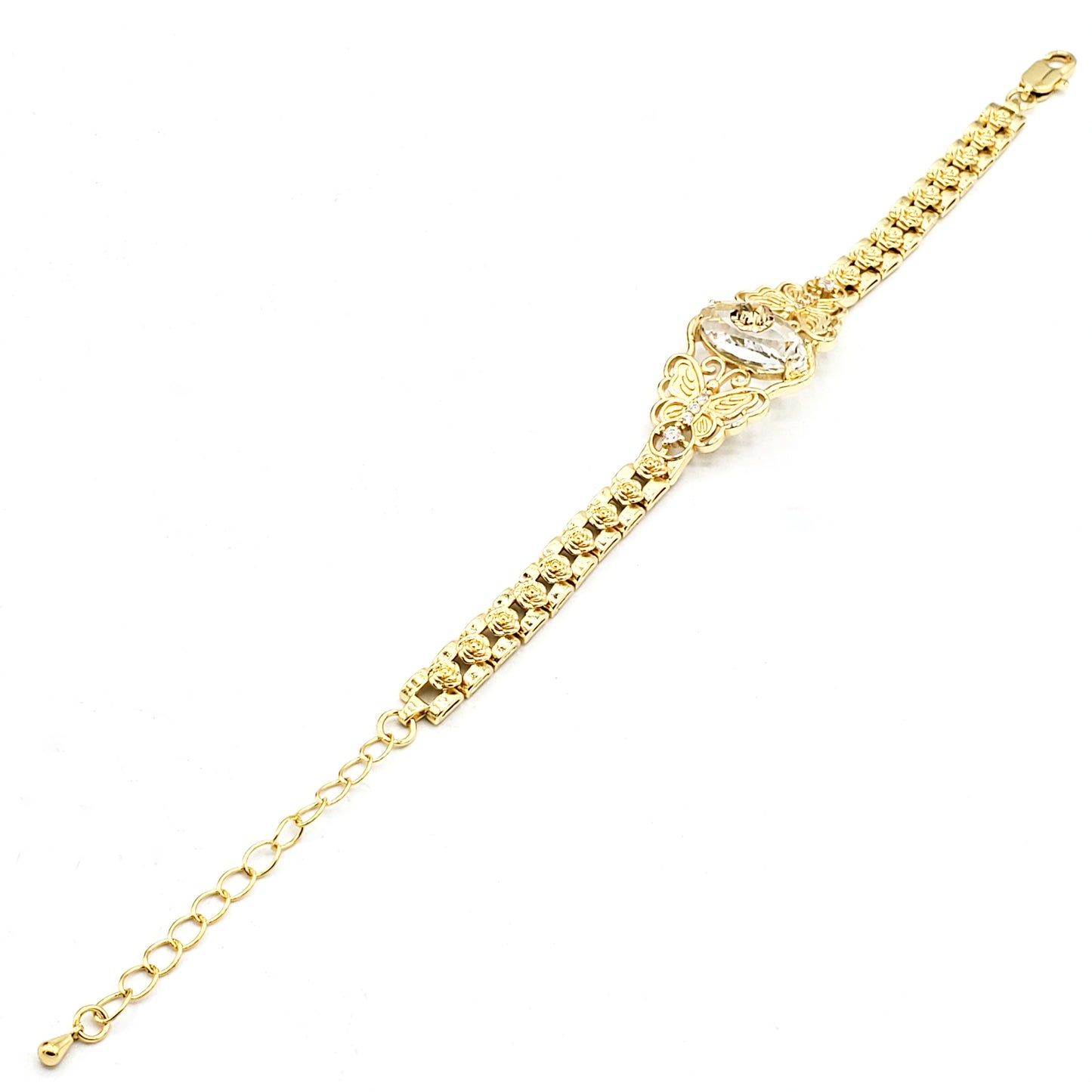 BR-279 Brazalete/Pulsera Ojo Turco Blanco y Mariposa 9"