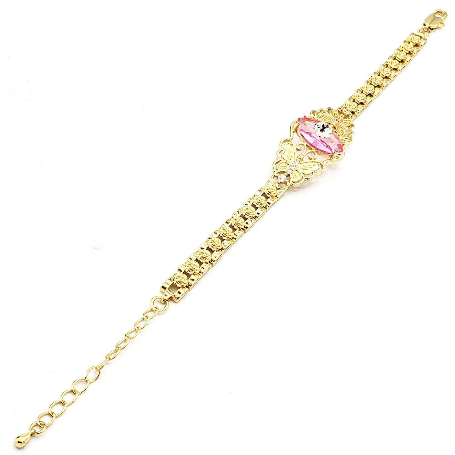 BR-281 Brazalete/Pulsera Ojo Turco Rosa y Mariposa 9"