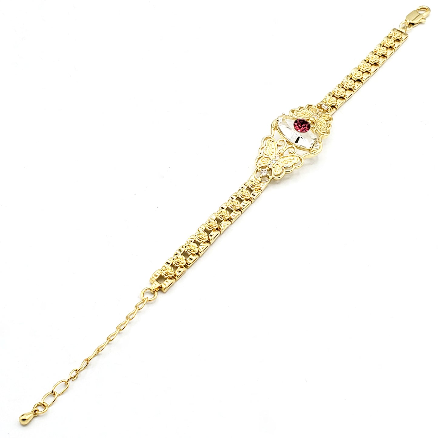 BR-283 Brazalete/Pulsera Ojo Turco Blanca y Mariposa 9"