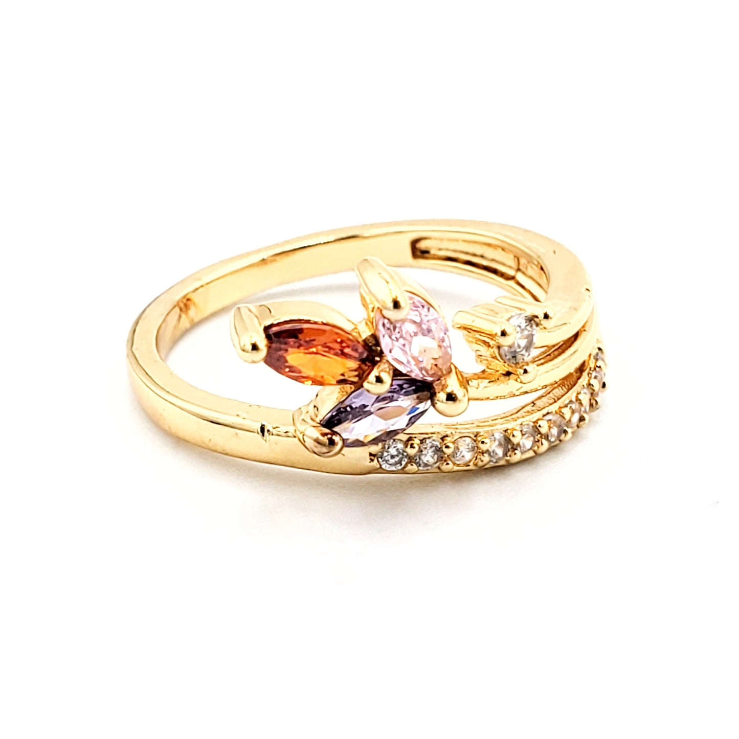 WR-273 Women's Ring/Anillo de Mujer Zirconia Multicolor y Blanca 0.75"