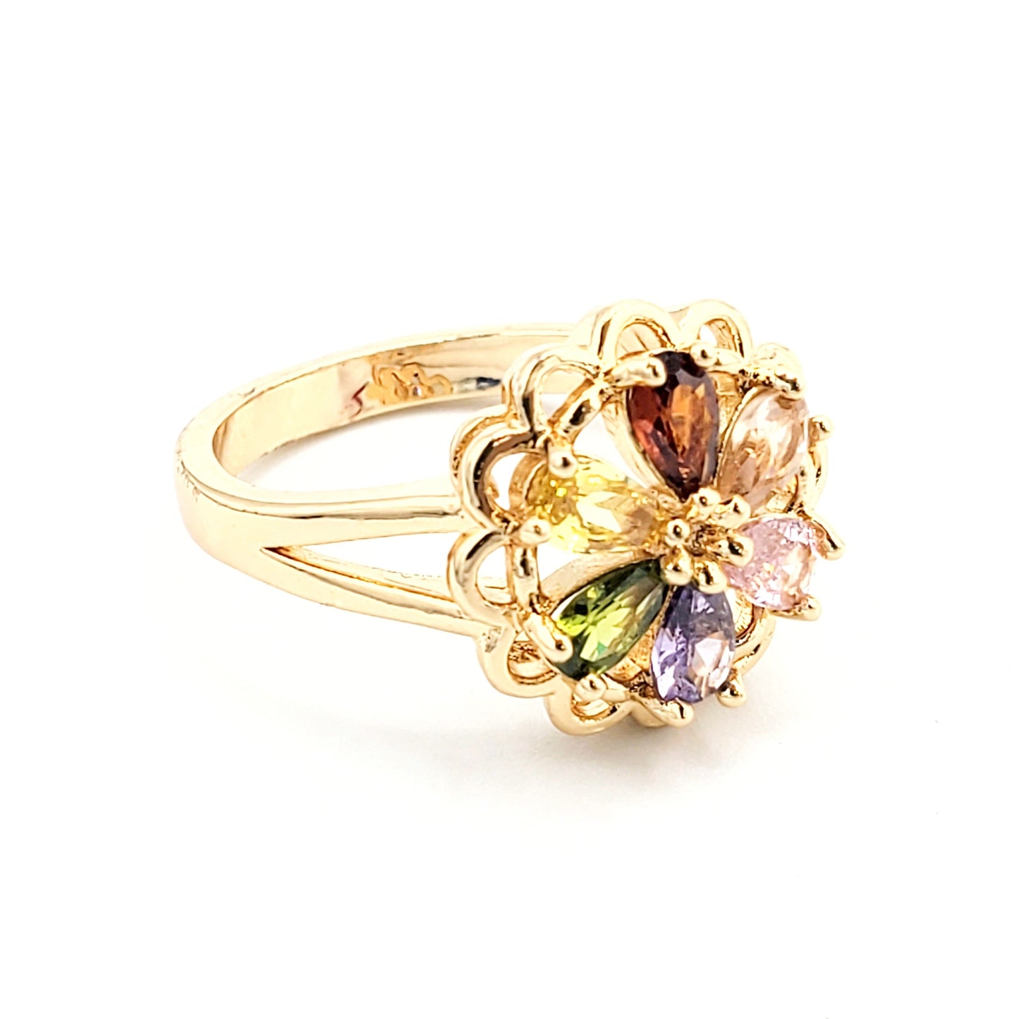 WR-276 Anillo de Mujer/Anillo de Mujer Flor Zirconia Multicolor 0.50"