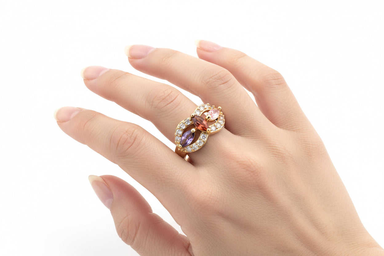 WR-280 Anillo de Mujer/Anillo de Mujer Zirconia Multicolor 0.50"