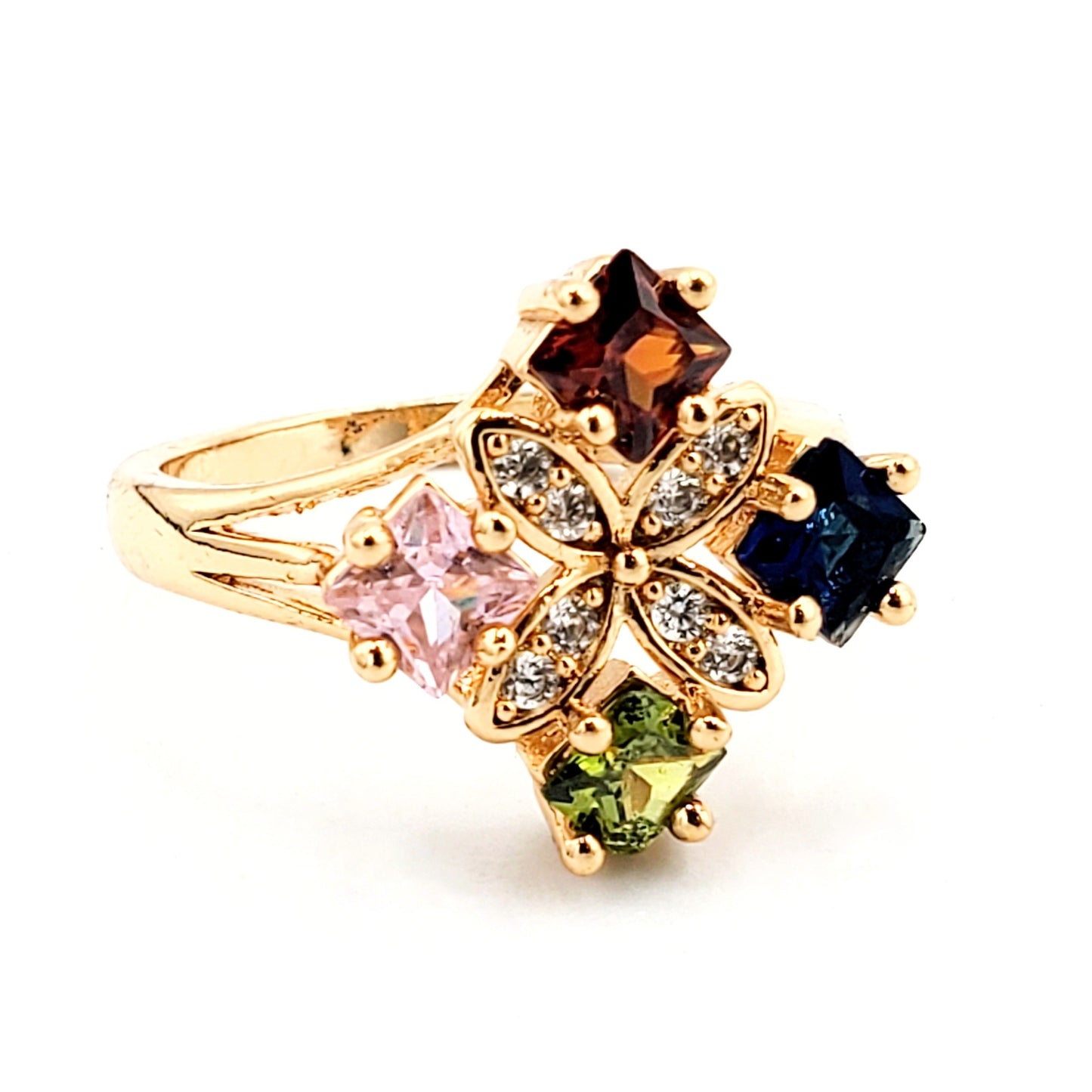 WR-293 Anillo Mujer/Anillo de Mujer Zirconia Multicolor y Blanca 0.50"