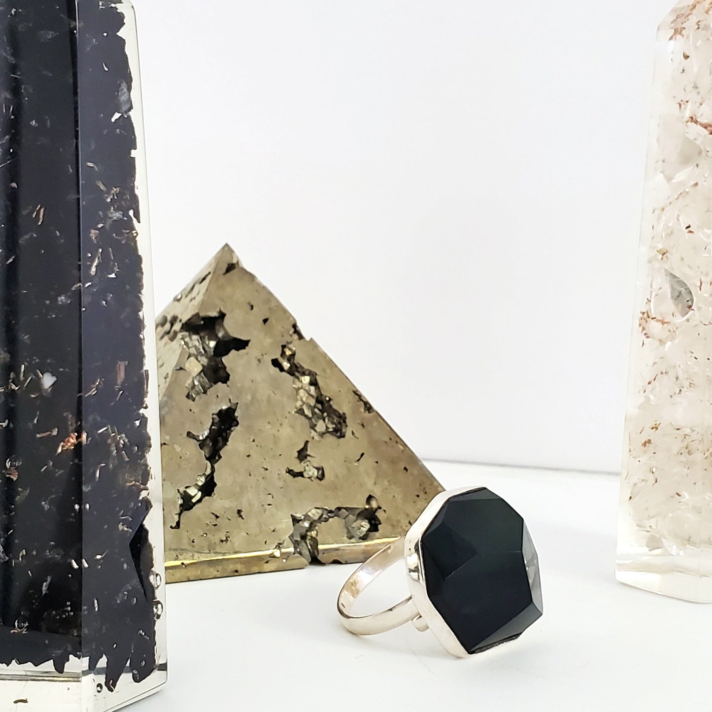 Obsidian Crystal Ring