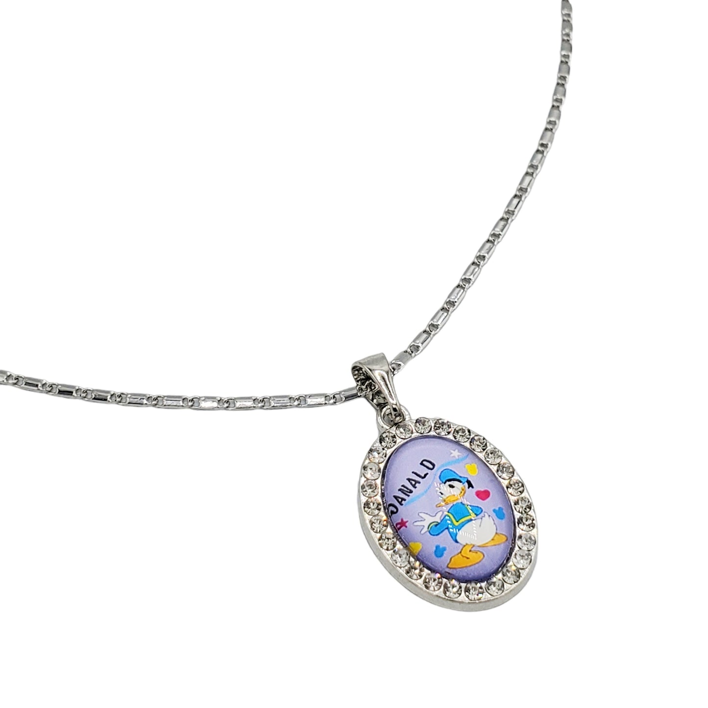 PN-0375 Plated Silver Pendant 1.25" Zirconia Blanca