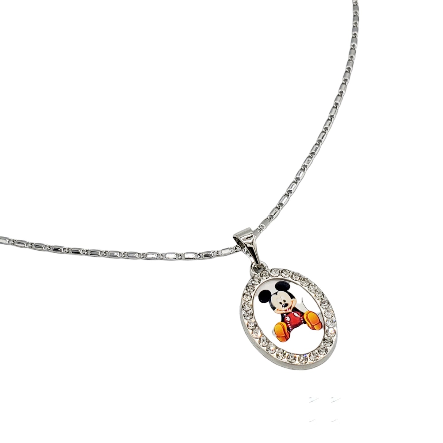 PN-0377 Mickey Mouse Plateado 1.25" Zirconia Blanca