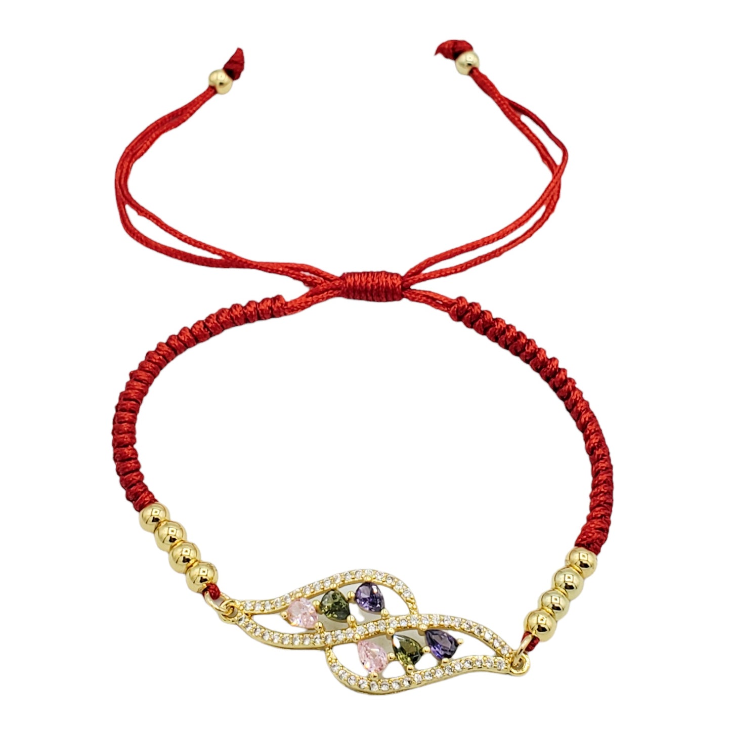 BA-222 Pulsera/Pulsera Zirconia Multicolor Hilo Rojo