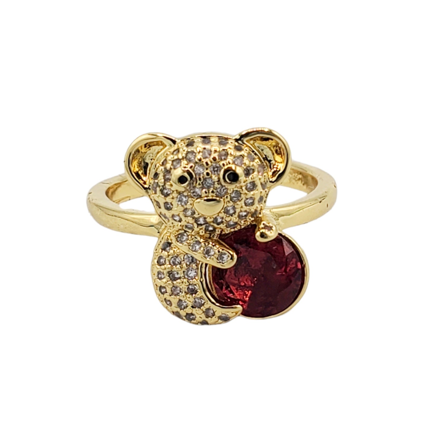 WR-319 Women's Ring/Anillo de Mujer Ajustable Zirconia Roja y Blanca 0.50"