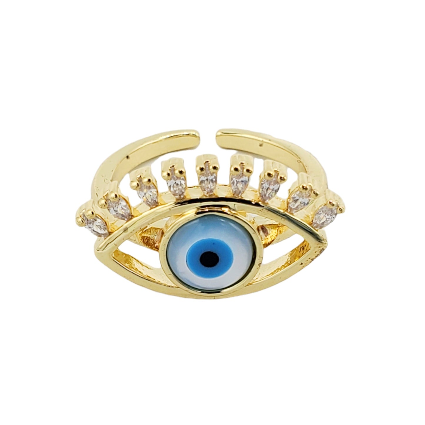WR-322 Women's Ring/Anillo de Mujer Ajustable Ojo Turco Zirconia Blanca 0.75"