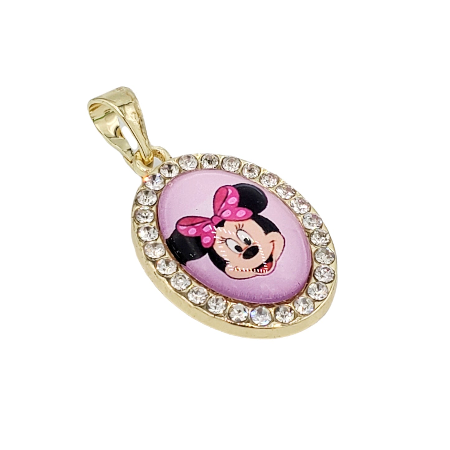 PN-0382 Dije Minnie Mouse Zirconia Blanca 1.25" Incluye Cadena Mixta 18"-20"