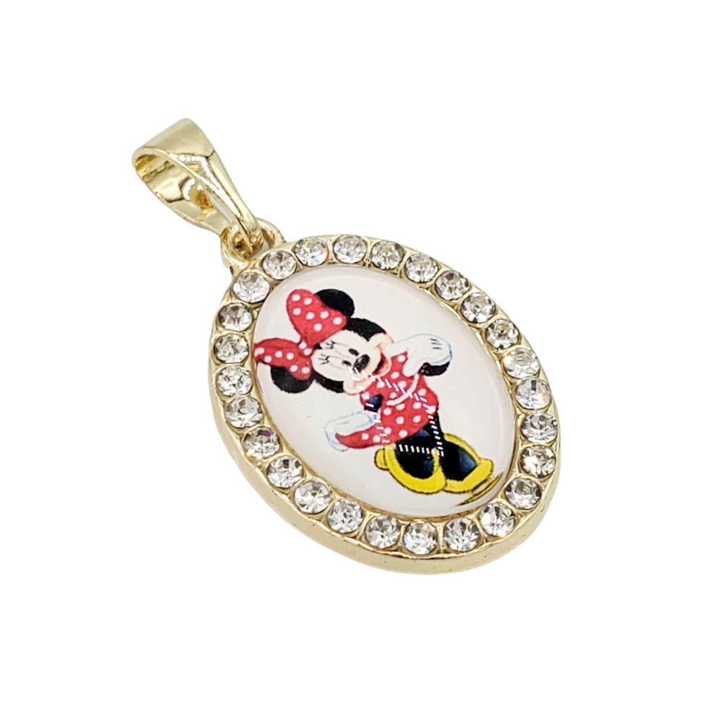 PN-0397 Dije Minnie Mouse Zirconia Blanca 1.25" Incluye Cadena Mixta 18"-20"