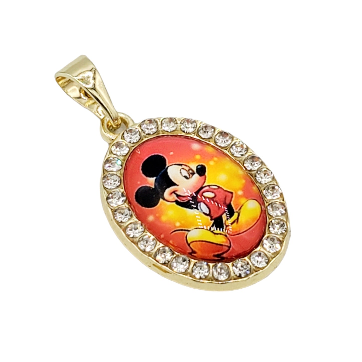 PN-0403 Dije Mickey Mouse Zirconia Blanca 1.25" Incluye Cadena Mixta 18"-20"