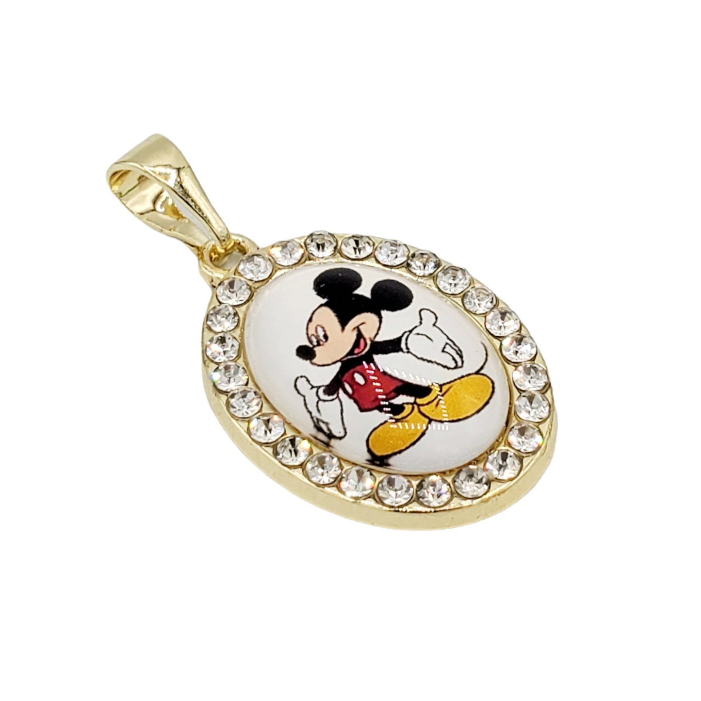 PN-0406 Dije Mickey Mouse Zirconia Blanca 1.25" Incluye Cadena Mixta 18"-20"
