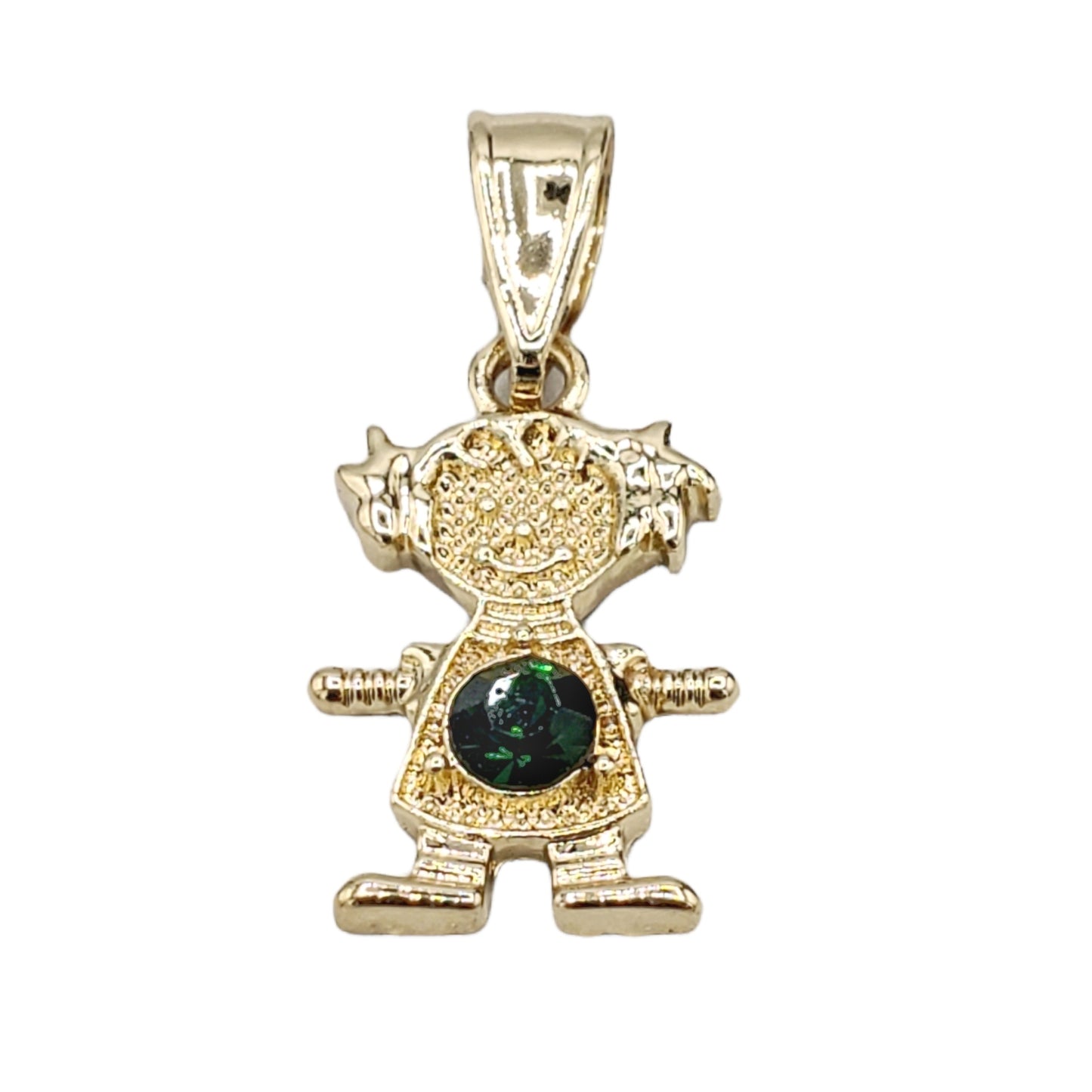 PN-0420 Dije Niña Zirconia Verde 1.25" Incluye Cadena Mixta 18"-20"