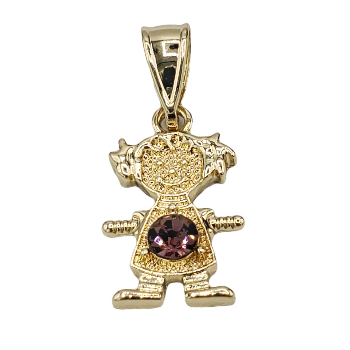 PN-0429 Dije Niña Zirconia Morado 1.25" Incluye Cadena Mixta 18"-20"