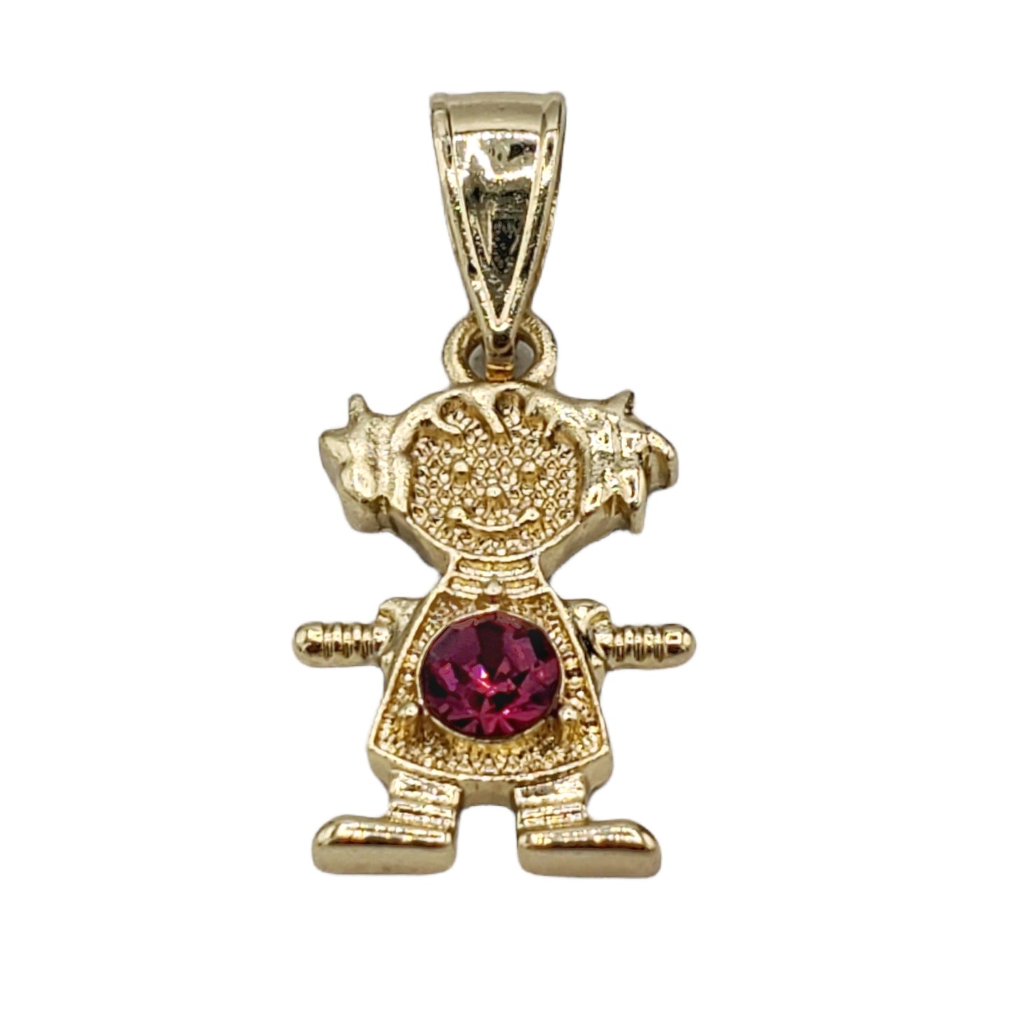 PN-0423 Dije Niña Zirconia Rubí 1.25" Incluye Cadena Mixta 18"-20"