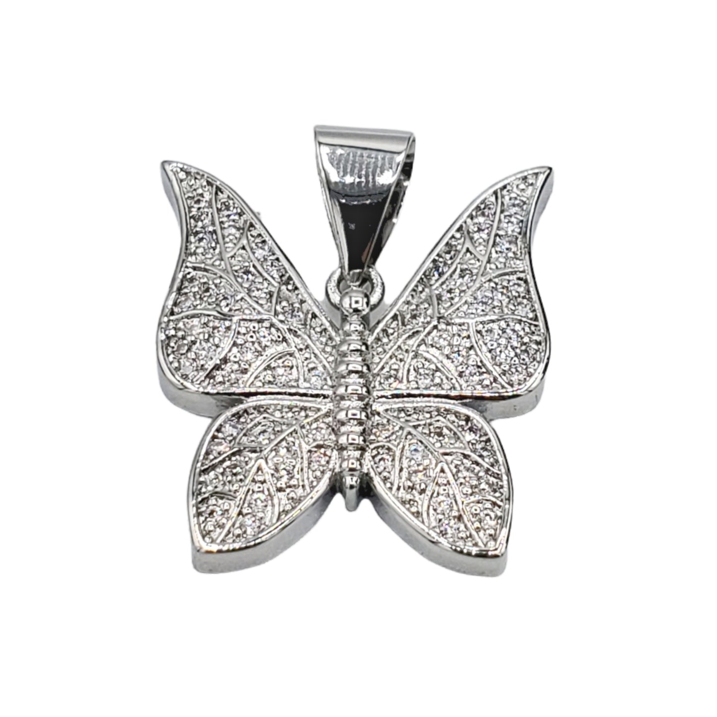 PN-0451 Pendant Plated Silver Mariposa 1"