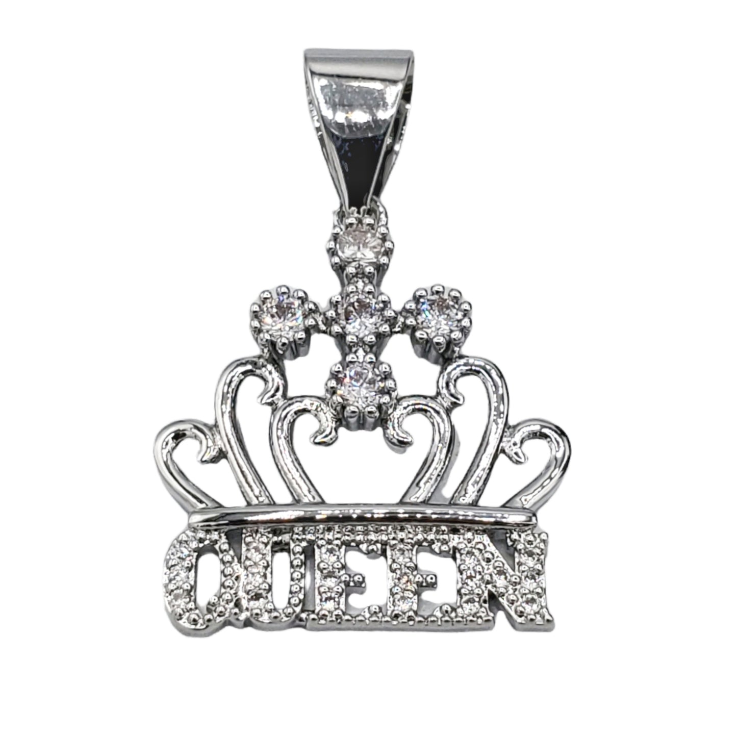 PN-0456 Dije Plateado Corona Zirconia Blanca 1.25"
