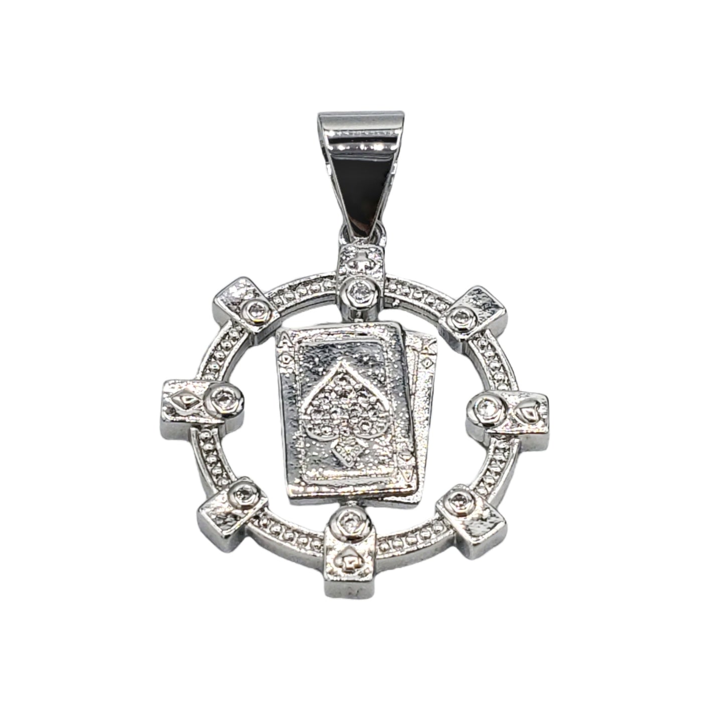 PN-0457 Pendant Plated Silver Playing Deck 1.50"