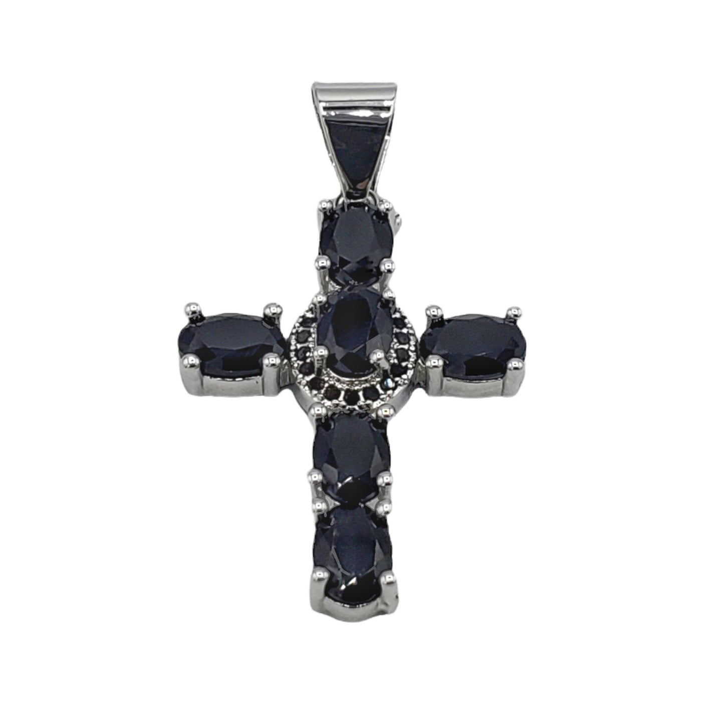 PN-0447 Dije Cruz Zirconia Negra 1.75"