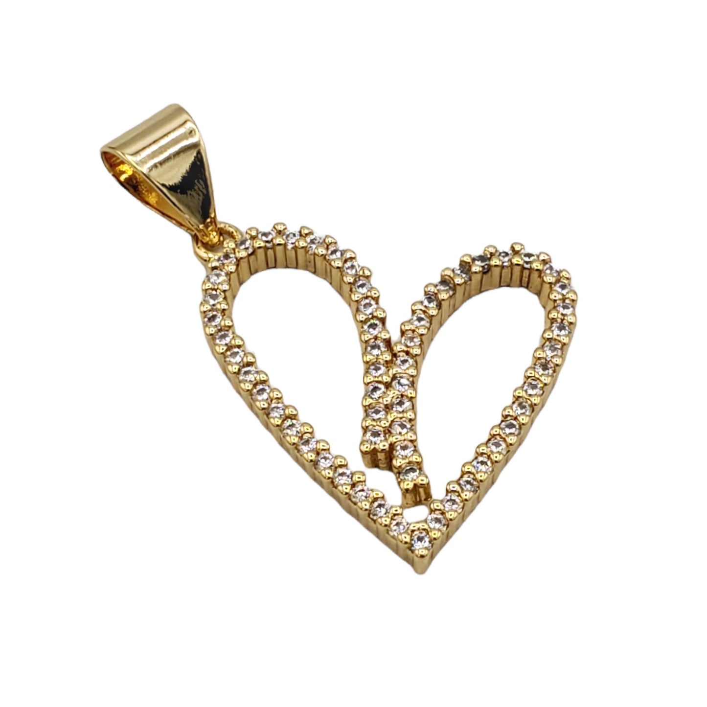 PN-0471 Dije Corazón Zirconia Blanca 1" Incluye Cadena Mixta 18"-20"