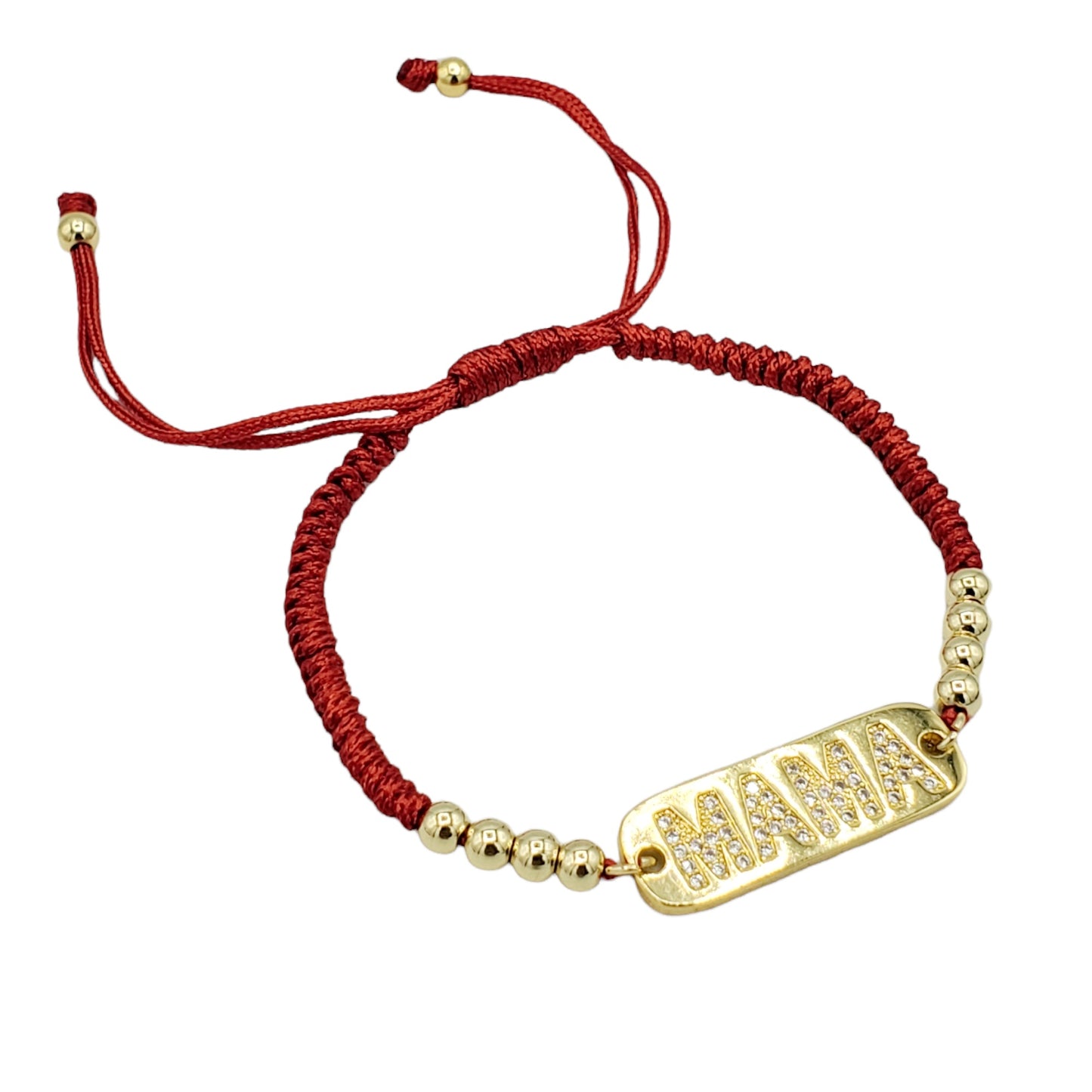 BA-249 Pulsera/Pulsera Mamá Zirconia Blanca Hilo Rojo Ajustable