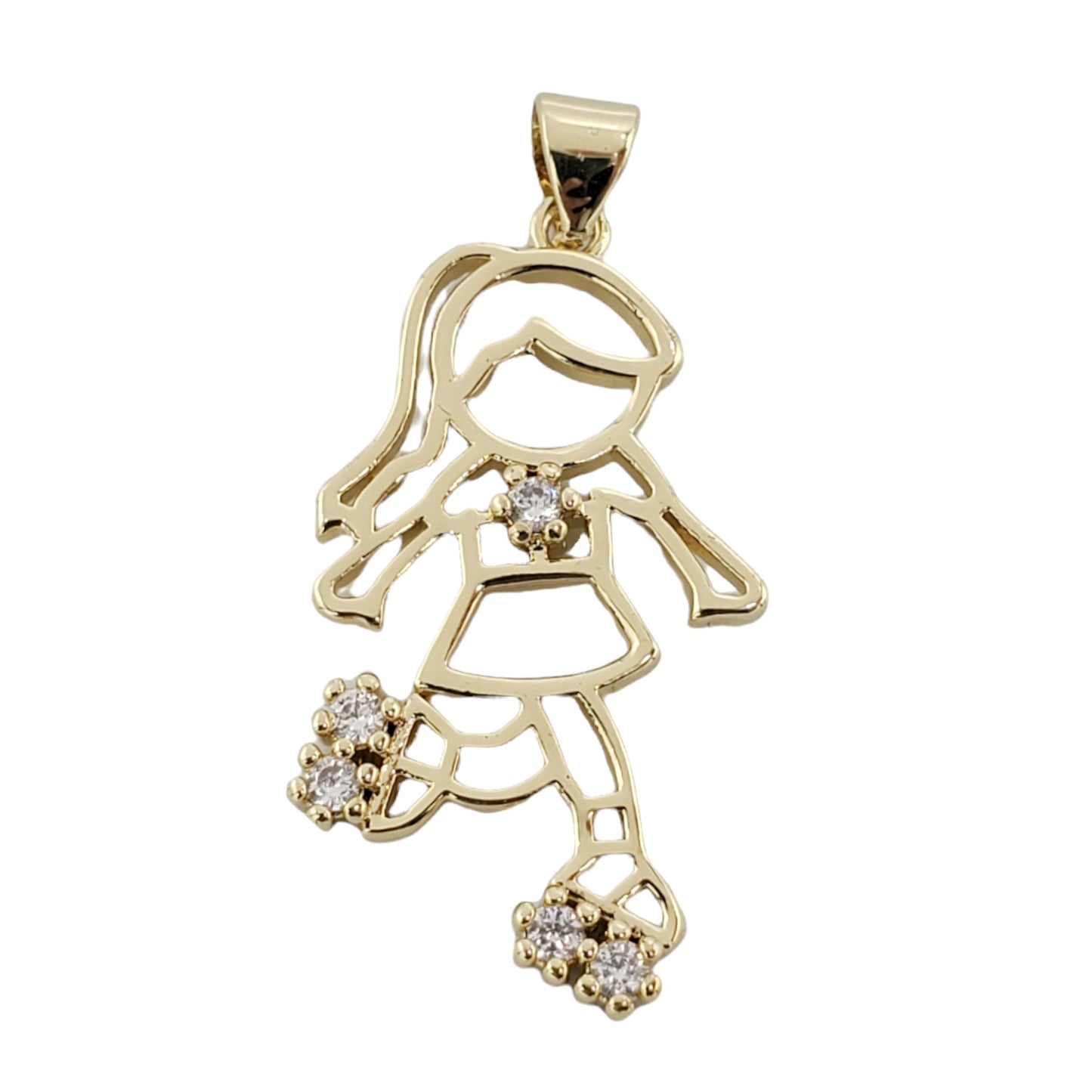 PN-0487 Dije Niña Zirconia Blanca 1.25" Incluye Cadena Mixta 18"-20"