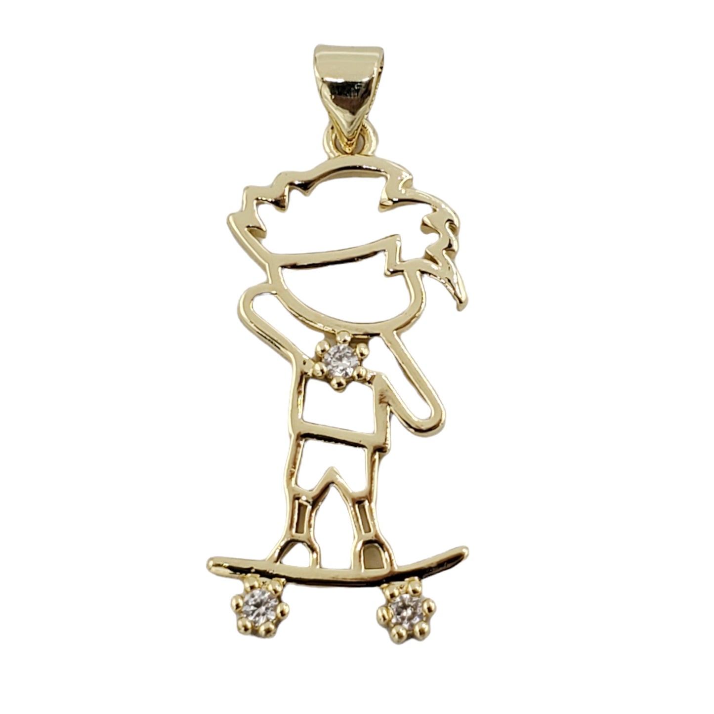 PN-0488 Dije Niño Zirconia Blanca 1.25" Incluye Cadena Mixta 18"-20"