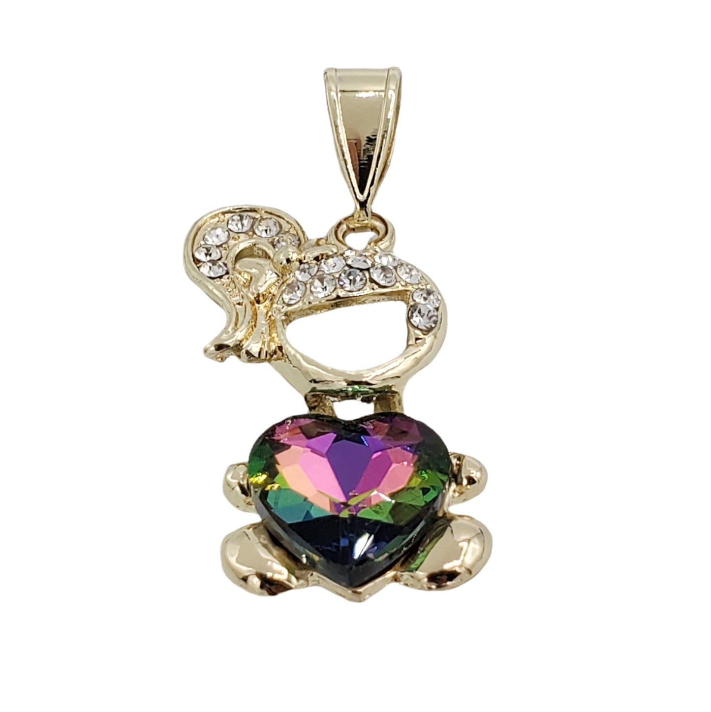 PN-0491 Pendant Niña Corazón Zirconia Multicolor 1.25"
