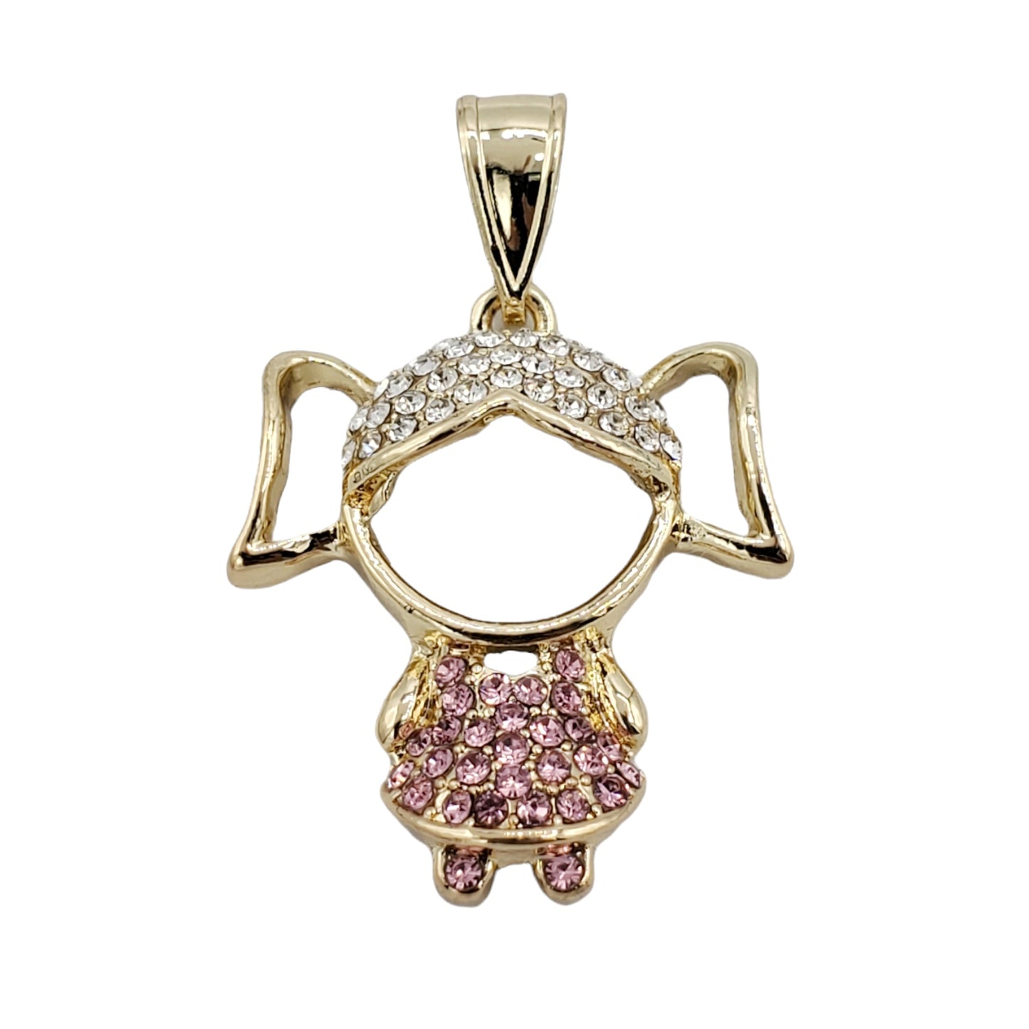 PN-0495 Pendant Niña Zirconia Rosa y Blanca 1.50"
