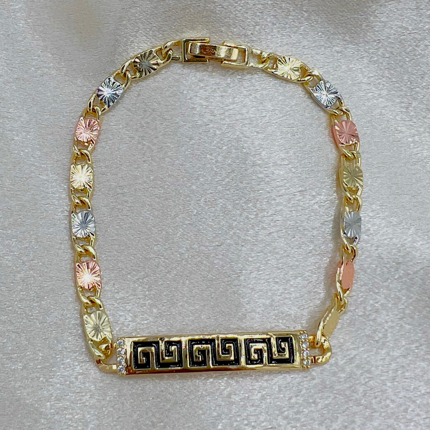 BR-0293 Pulsera de 3 tonos Zirconia Blanca 1ud