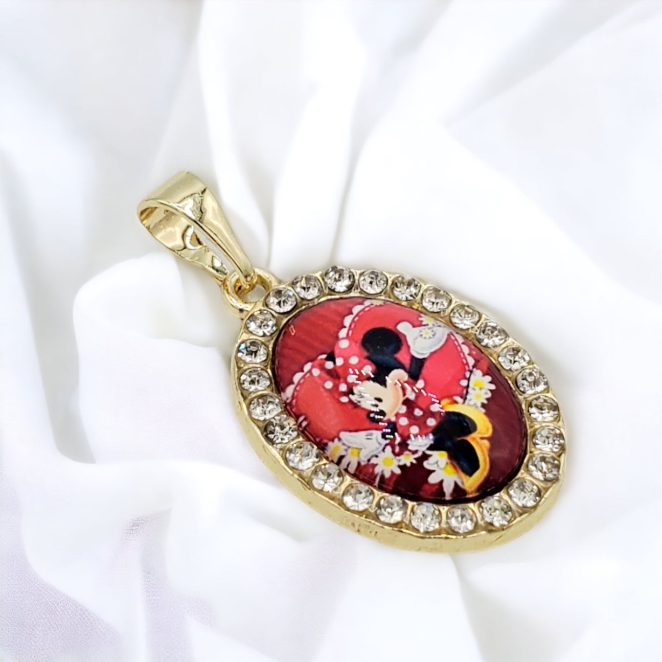 PN-0407 Dije Minnie Mouse Zirconia Blanca 1.25" Incluye Cadena Mixta 18"-20"