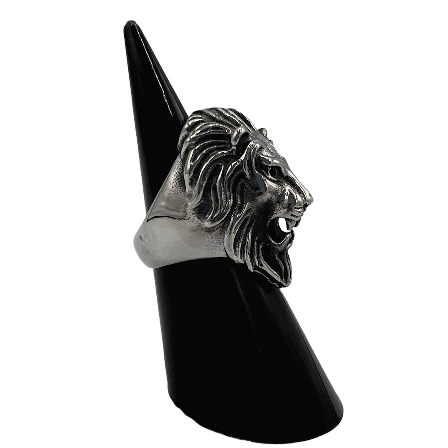 R-34 Acero Inoxidable Anillo León/ Lion Ring, Color: Plata, Seleccione el Tamaño en la Parte de Abajo donde dice Tamaño