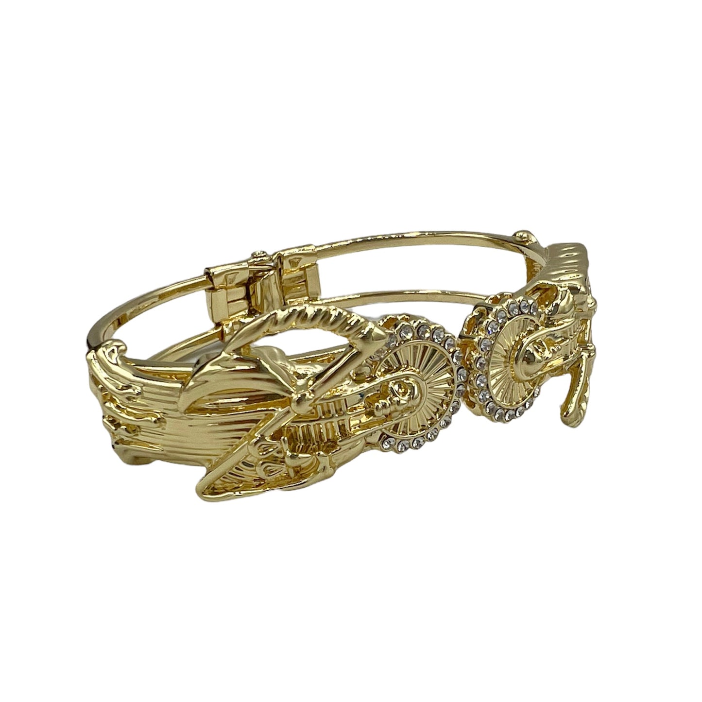 BR-16 Brazalete/Bracelet con Santa Muerte Zirconia Blanca