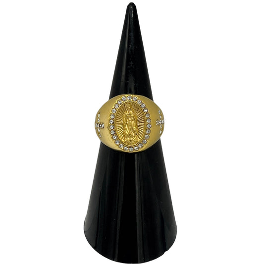 R-35 Stainless Steel Anillo Virgen/ Virgin Mary Ring, Zirconia Blanca, Seleccione el Size en la Parte de Abajo donde dice Size