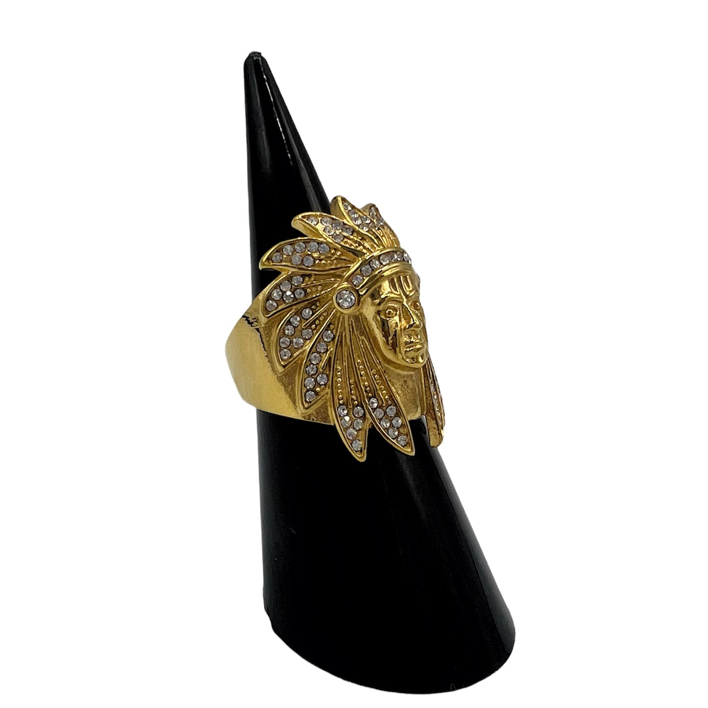 R-32 Acero Inoxidable Anillo Jefe Indio/ Indian Chief Ring, Zirconia Blanca, Seleccione el Tamaño en la Parte de Abajo donde dice Tamaño