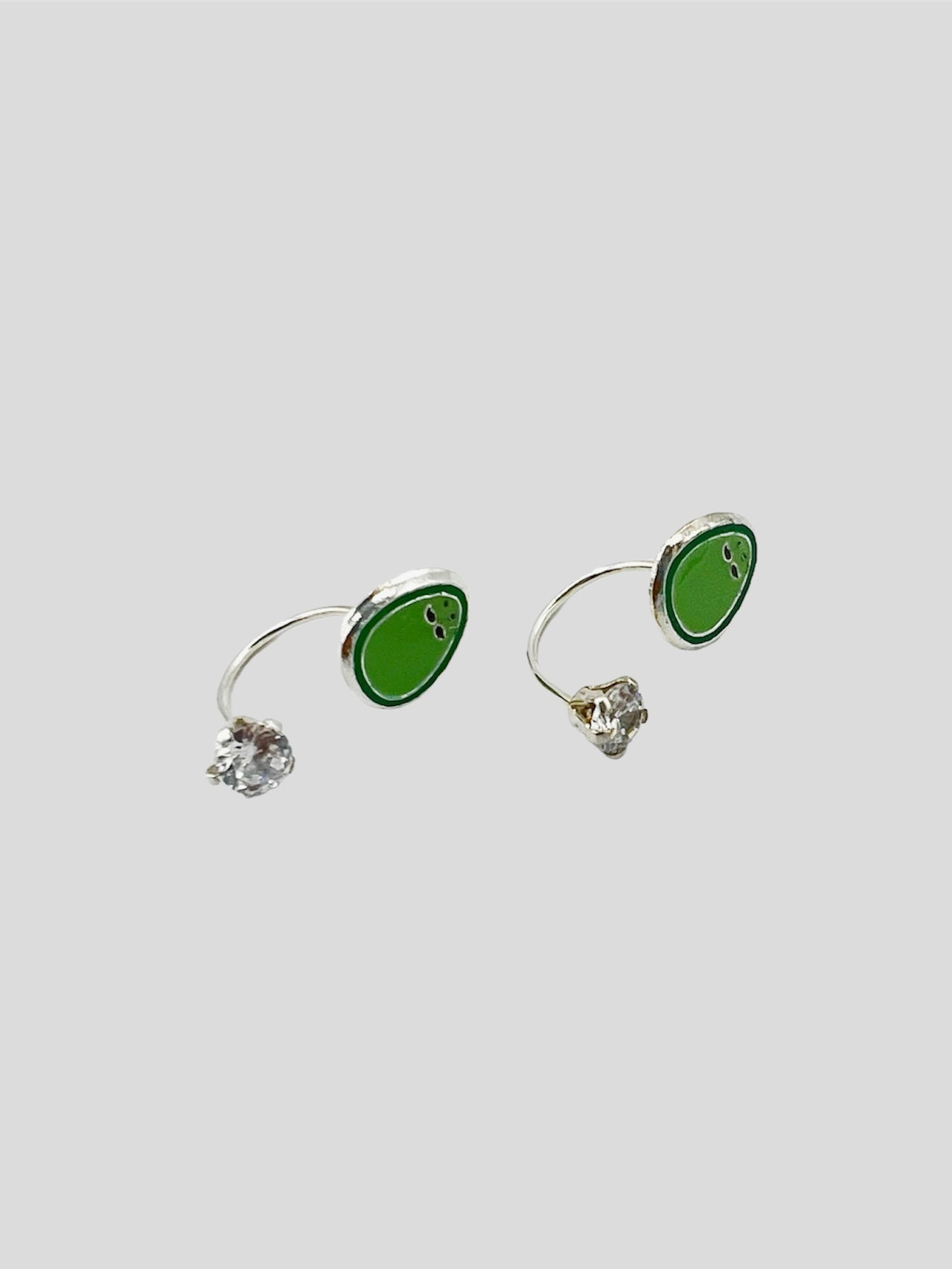 Avocado Small Earrings with White Stone Twist