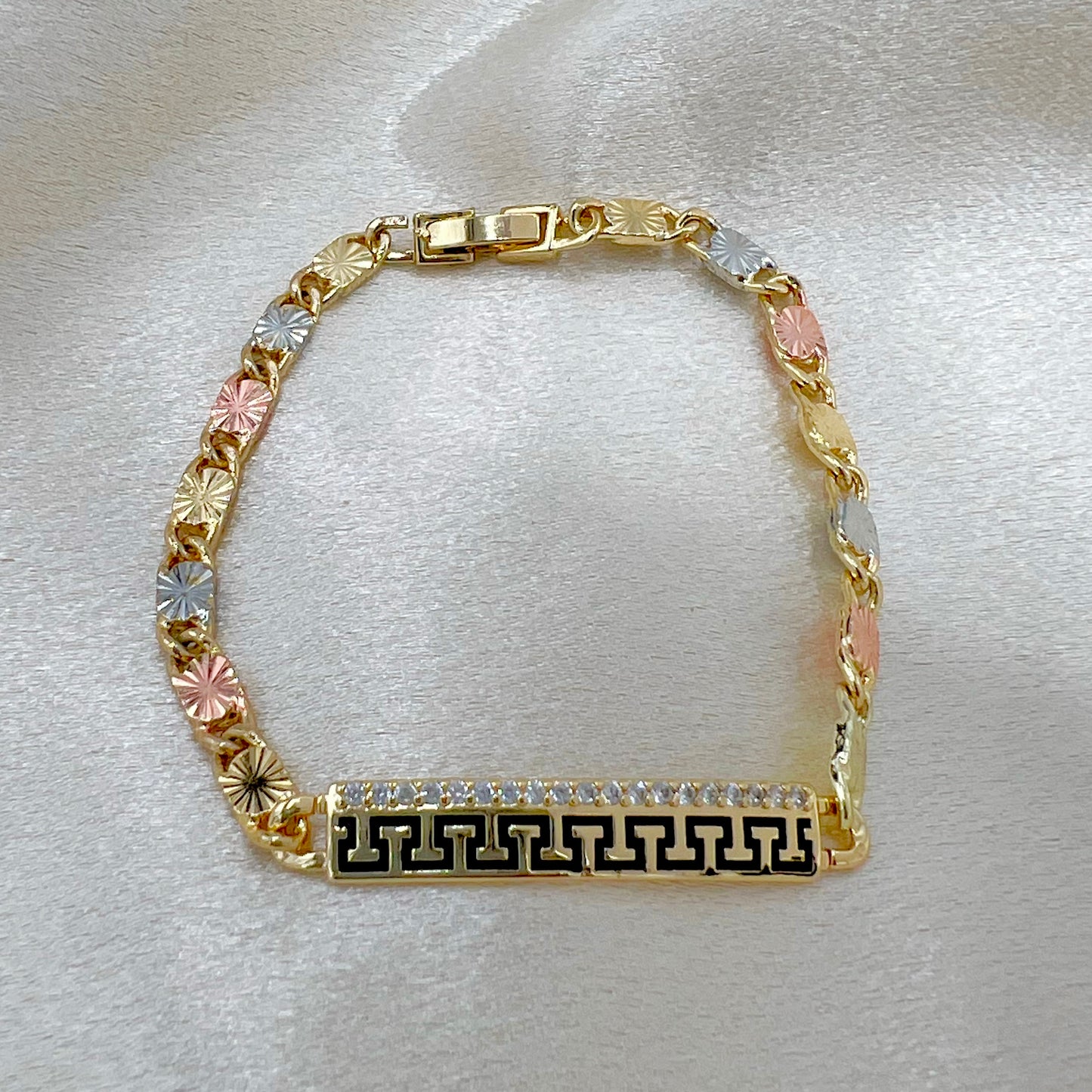 BR-0292 Pulsera de 3 tonos Zirconia Blanca 1ud