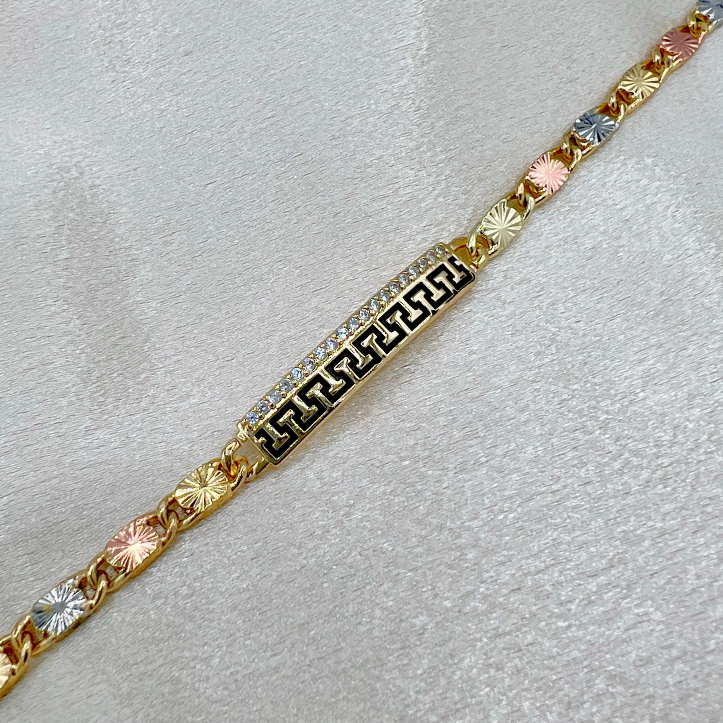 BR-0292 Pulsera de 3 tonos Zirconia Blanca 1ud