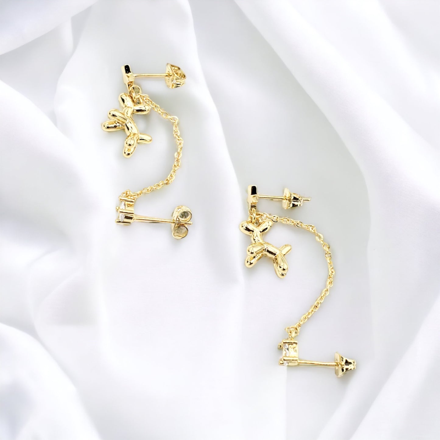 EER-21 Elegant Aretes/Aretes Elegante Zirconia Blanca Estrella 1.75"