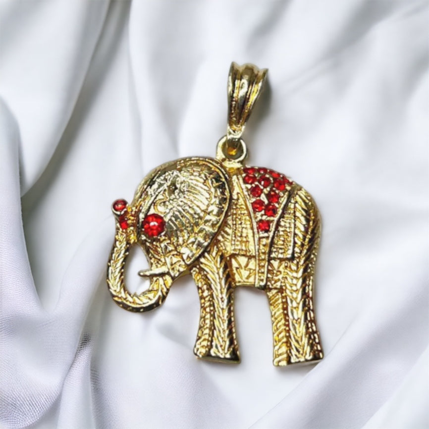 Elefante Dije Zirconia Roja