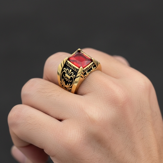 Anillo de hombre de acero inoxidable R-5