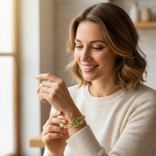 BR-244 Pulsera/Pulsera con Mariposa Verde Lima y Flor 3 tonos 1pc paquete 8"-10"