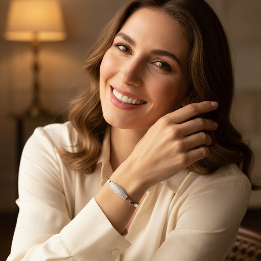 BR-202 Bracelet/Pulsera con Piedra Blanca 7"