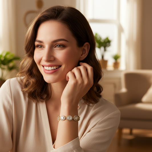 BR-216 Brazalete/Pulsera con Zirconia Blanca 7"