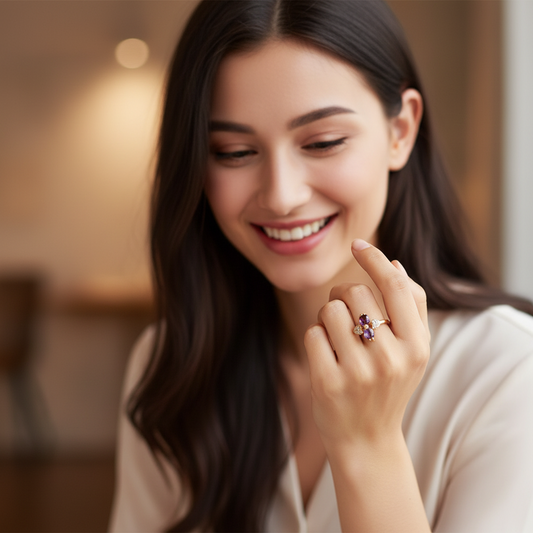 WR-271 Women's Ring/Anillo de Mujer Zirconia Multicolor y Blanca 1cm