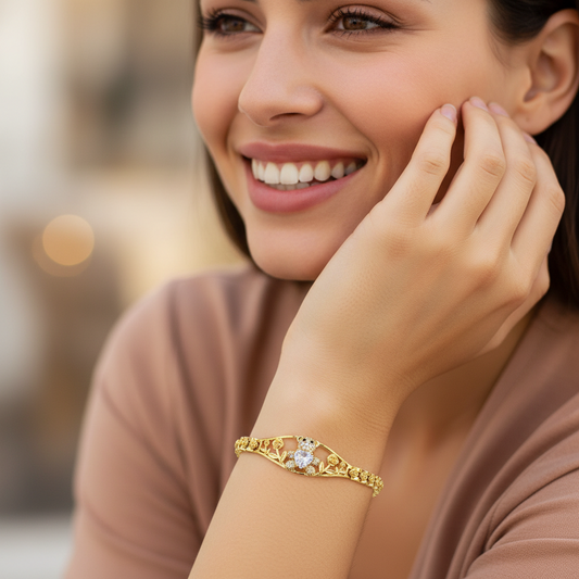 BR-286 Bracelet/Pulsera Oso Corazón Zirconia Blanca 9"